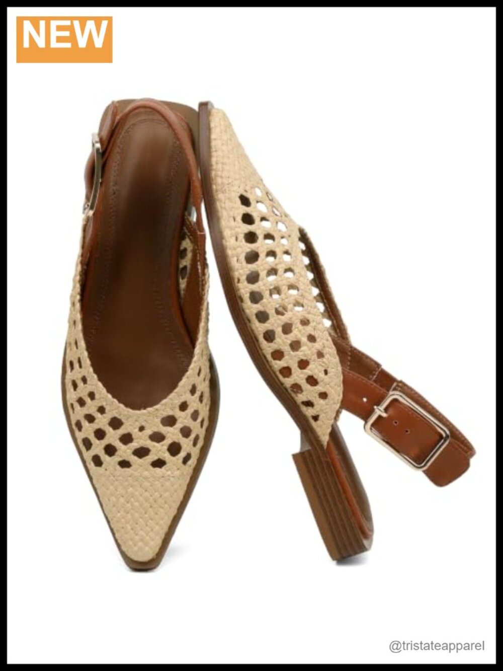 Women's Woven Pointed Toe Flats Open Heel Slingback Mules Office Shoes